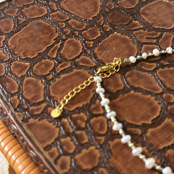 Essential Ritual Pearl & 18K Gold Plate Sterling Silver Adjustable Charm Anklet. - Picture 4 of 5